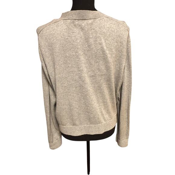 Banana Republic Taupe Chevron Knit Zip-Up Cardigan Sweater L - Picture 3 of 5